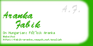 aranka fabik business card